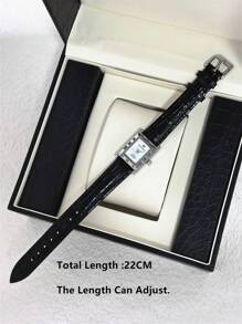 Pablo Raez 1pc Silver Gorgeous Watch Vintage Women Dress Watch Stainless Steel IPS Plated Rectangle Square Case Elegant Top Brand New Design Dress Quartz Retro Watch For Lady Fahionable