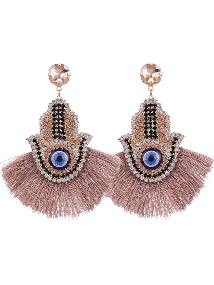ACEHLN 波西米亚风流苏耳环，带吊坠和水晶坠，女士时尚珠宝