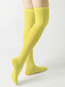 1 Pair Multi-Color Velvet Over-The-Knee High Socks, Fashion & Versatile, Spring And Autumn