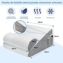 Almohada Cojin Antireflujo Tipo Cuña Respaldo Grande Adulto - Gris - Ver 4