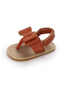Summer 0-1 Years Old Infant Shoes, Brown Bow Rubber Soft Sole Sandals/Toddler Shoes - Brown - View 5
