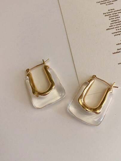 1 Pair Fashionable U-Shape Geometric Earrings Suitable For Women To Wear Anywhere