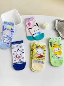 Sanrio 5 Pairs Sanrio New Colorful Patchaquuo Non-Slip Straight Tube Socks