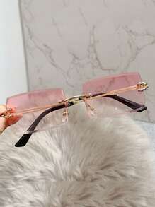 Rimless Fashion Glasses For Women And Men, Luxury Vintage Style - Brown - View 7