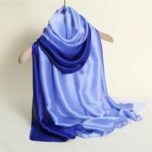 1pc Satin Ombre Hand-Painted Shawl/Scarf - Multicolor - View 1
