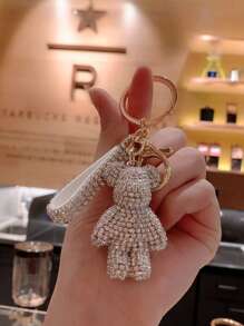 1 Pc Rhinestone Bear Keychain Pendant For Women Bag Men Car Key Chain Accessories Girl Gift Anime Metal Keyring Key Chains For Women