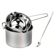 Set de 3 ollas de baño maría de acero inoxidable con mango resistente al calor y cuchara para revolver, para manualidades DIY, joyería, derretir cera
