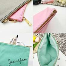 1pc Large Capacity Portable Thick Multi-Color Canvas Cosmetic Bag, Waterproof And Wear-Resistant, . Smooth Zipper, Rational Internal Partitions, Convenient Makeup Storage Organization - Multicolor - View 5