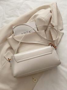 1pc Women Glossy PU Leather Baguette Bag, Premium Design Niche Small Shoulder Crossbody Bag, Versatile For Going Out, Commute, Date, Underarm Bag, Personalized Shoulder Slant Bag