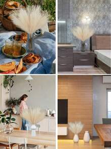 Faux Pampas Grass, 55cm Fluffy Fake Pompas Floral, Artificial Pompous Grass Branches For Floor Vase Fillers, Boho Farmhouse Room Wedding Decor Gifts Birthday Graduation
