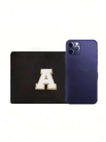 1 件化妆包钱包姓名首字母 A-Z 字母图案洗漱用品收纳袋拉链手机袋铅笔袋手提包旅行必需品女孩礼物化妆工具化妆刷收纳袋学校用品携带方便化妆包化妆品收纳袋