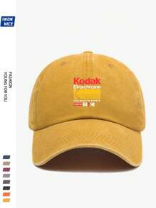 1pc Vintage Korean Style BLACK Film Print Adjustable Casual Baseball Cap, Unisex Retro Trucker Hat, Soft Peak, All Season, Suitable For Leisure, Hiking, Photography, Birthdays, Parties, Holiday & Valentine's Day Gifts