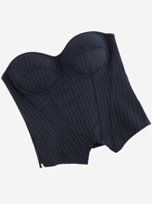 Overbust Corset Top Bustier Striped With Cups, Strapless Women Tight Shapewear Bodysuits For Slim Figure, Suitable For Costume Ball, Party, Formal Occasion
