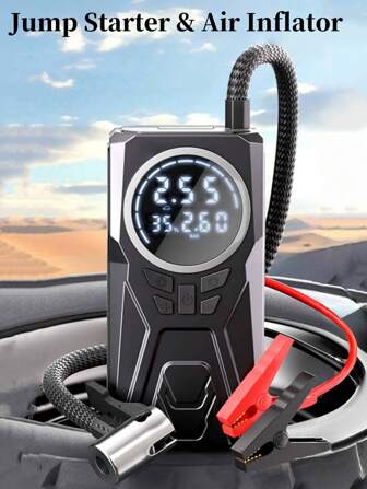 1pc 150PSI 500A Jump Starter With Air Compressor, 5 In 1 Function Digital Car Tire Inflator Jump Box Battery Pack, Portable Car Battery Charger For 10L Gas Or 6.0L