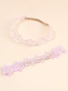 2 件装网状婴儿头带粉色紫色网状花朵弹力发带弹性尼龙发带弹性尼龙发带婴儿节日婚礼派对头饰儿童婴儿发饰 - 彩色 - 查看 8