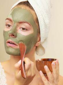 3pcs Wooden Mask Bowl, Mask Tool, Mixing Stick Beauty Spa Mask Care Tools - Brown - View 3