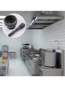 طقم مفرمة ثوم ومطحنة بهارات يدوية من البولي بروبلين مع هاون ومدقة - مثالي لطحن الأعشاب والبهارات، رائع للطبخ المنزلي والمطاعم، مفرمة ثوم