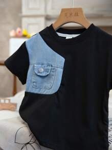 1pc Young Boy Summer Round Neck Pullover T-Shirt, Boys' Solid White Casual Punk Style Short Sleeve Top