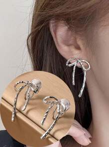 1 para eleganckich kolczyków z kokardką dla kobiet, kolczyki do uszu z klipsem, odpowiednie do codziennego noszenia i jako prezent