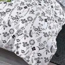 Conjunto de capa de edredom floral preto e branco de 3 peças (1 capa de edredom + 2 fronhas) Estilo sóbrio adequado para quarto e todas as estações 160*200/200*220 várias especificações disponíveis