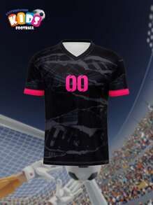 V-Neck Children's Soccer Jersey Chelsea Blues, Breathable Quick-Dry Spring/Summer Top For Kids, Unisex Customizable With Name & Number, Comfortable, Breathable, Fitted For Sports, Leisure, Outdoor, Running,Customized Boys Activewear,Street Casual Chic,Kids,Urban Gala,Modern,Colorful,Cute - Multicolor - View 4