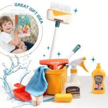 Colorful Children's Cleaning Set - Play House Cleaning Tool Kit With Dustpan, Broom, Bucket, Mop, Etc. Suitable As Birthday Gift For Boys And Girls, Housework Role Play, Imaginative Toy