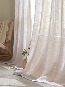 1 pieza Cortina con sensación de lino de estilo japonés, cortina de privacidad simple y minimalista con efecto de caída natural, adecuada para dormitorio, sala de estar, balcón, cafetería, estilo vintage americano, a prueba de polvo y rayos UV, decoración del hogar