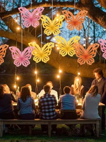 9 件手工制作的粉色纸花装饰，波西米亚风格蝴蝶挂饰用品，蜂窝花派对装饰，适用于生日、周年纪念、春季派对、婚礼装饰、纸花背景装饰、粉色花朵墙壁装饰、房间派对装饰