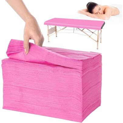 100 piezas de sábanas desechables de 31" x 71" para camilla de masaje, de tela no tejida transpirable, rosa, para masajes, belleza y tatuajes