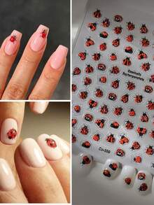 Süße Marienkäfer Nail Art Aufkleber, 5D Prägung Insekten Nagel Dekorationen