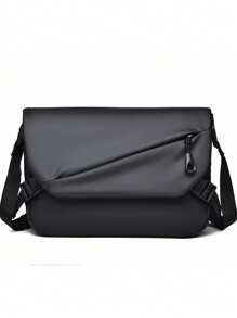 Men's Solid Color Flap Crossbody Multi-Function Pouch
