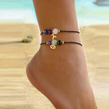 Summer Beach Anklet Women Sea Party Waterproof Ankle Bracelets Braid Adjustable Anklets Colorful Constellation Bohemia Jewelry Holiday Gifts Aries Taurus Gemini Cancer Leo Virgo Libra Scorpio Sa