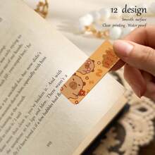 12 件磁性书签可爱水豚磁性页面标记宠物磁性页面夹书签适用于学生教师学校家庭办公室阅读文具，12 种设计（2.36*0.78 英寸）