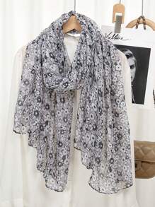 1pc Floral Print Scarf, Minimalist And Fashionable - Multicolor - View 13