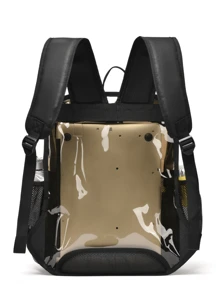 1 Piece Of Transparent PVC Backpack Clear Backpack For Stadium Events Clear Bookbag Clear Backpack Heavy Duty Heavy Duty Clear Backpack Clear Stadium Backpack Travel Gift Women's Fashion Backpack Classic Backpack, Waterproof Clear Backpack, Casual Style For Outdoor Sports Or Travel Convenience - Brown - View 4