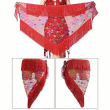 1pc Women Belly Dance Accessories Mesh Hip Scarf Triangle Long Tassel Women Waist Chain Sequin Stage Performance Belly Dance Waist Chain - Multicolor - View 14