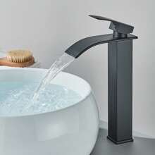 Robinet de lavabo cascade à large ouverture en acier inoxydable avec poignée unique pour évier chaud et froid