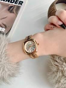 1PC New Fashion Women's Vintage Watch, Hollow Gold Bracelet Female Niche, Suitable As Birthday, For Teens