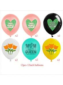 10/12PCS Best Mom Balloons Set - Floral Carnation Decor For Mother's Day & Baby Shower