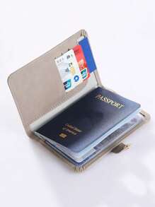 Multi-Card PU Passport Holder - Snap Closure, Faux Leather Lining, Airplane Pattern Passport Case, Minimalist Travel Accessory - Convenient Document Storage And Travel Items, Holiday Supplies Travel Stuff Travel Organiser Travel Items Travel Wallet Passport Holder Passport Wallet Beach Vacation Bag Summer Christmas Vacation