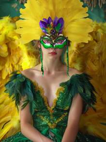 1 st. Elegante veren vermomming masker hoofdtooi, carnaval hoofddeksel, showgirl kostuum accessoires voor vrouwen