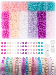 Glass Beads For Bracelet Making, 6mm Round Crystal Beads, Imitative Glass Beads, Loose Beads For Bracelet Jewellery Making DIY Craft Necklace Earrings