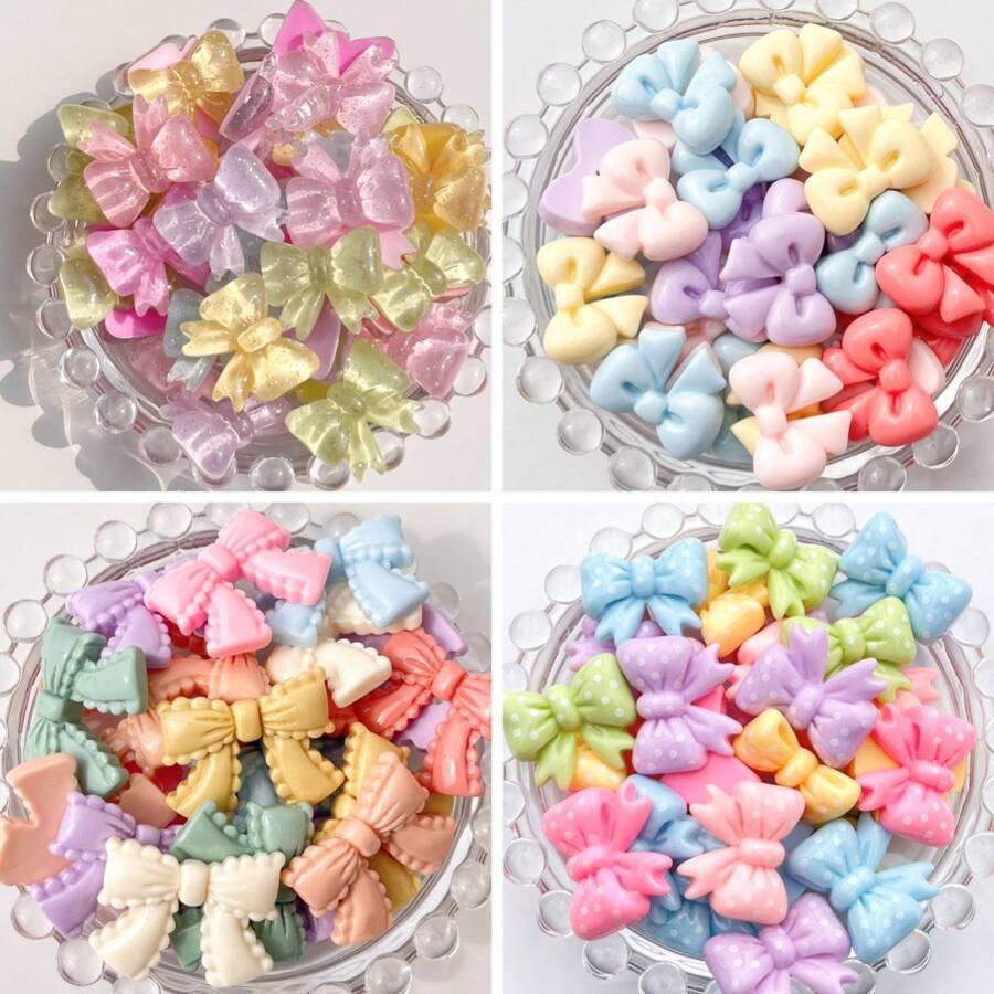 10pcs Mixed Bow Series DIY Scrapbooking Wedding Decorative Stickers, Buttons, Earrings, Hair Accessories, Jewelry Findings Craft Supplies - Multicolor - View 1