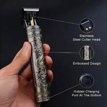 SOKANY USB Rechargeable Multi-Function Hair Clipper, Compact And Convenient, Professional-Grade Stainless Steel Cutter Head, The Blade Can Be Cleaned With A Cleaning Brush, Equipped With 4 Professional Trimming Accessories, Embossed Design Of The Body, Hidden Charging Port At The Bottom, Used For Precise Cutting And Styling Design,