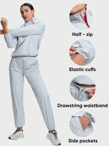 HOTSUIT Women's Long Zipper Design Sauna Suit, Suitable For Fitness And Training, Valentine's Day Gift - White - View 4