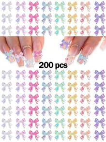 100 Stück/50 Stück/20 Stück/10 Stück bunte Schleifen-Nagelstifte mit Kristallen, 3D Schleifen-Nageldekoration Set in bunten Farben für Nagelsteine Design, DIY Dekoration, Juwelensteine, Nagelkunst, Nagelbedarf