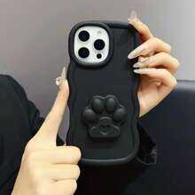 1 st. Zwarte Candy Wave Kitty Paw Design DIY Mobiele Telefoonhoes Compatibel met Iphone 16, Galaxy S24 Ultra, Infinix Smart 8/Infinix Hot 40i/Tecno Spark 20/Tecno Spark 20C/Tecno Spark Go 2024