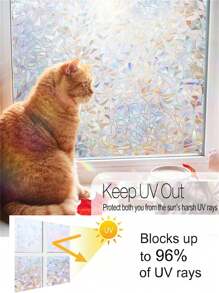 1 Roll Window Privacy Film Rainbow Window Film Decorative Window Sticker, 3D Static Stained Glass Cling Window Tint For Home Heat Control Non-Adhesive Window Glass Films For Office - Multicolor - View 4