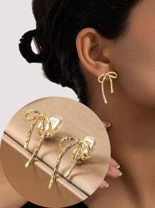 1 para eleganckich kolczyków z kokardką dla kobiet, kolczyki do uszu z klipsem, odpowiednie do codziennego noszenia i jako prezent