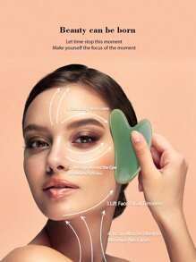 1pc/2pcs/3pcs Facial Beauty Massage Set, ABS Resin Material Double Head Roller Massage, Triangle Scraping Board, Soft Silicone Ice Mold, Body Gua Sha Massage Tools Set, Green